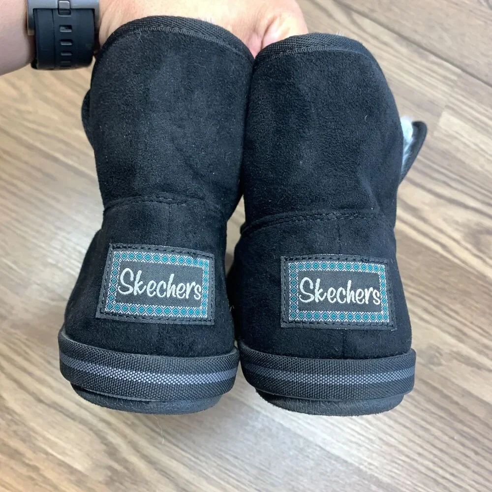 Womens‎ Skechers Cozy Campfire - Fresh Breeze Black Comfy Slippers Size 7.5